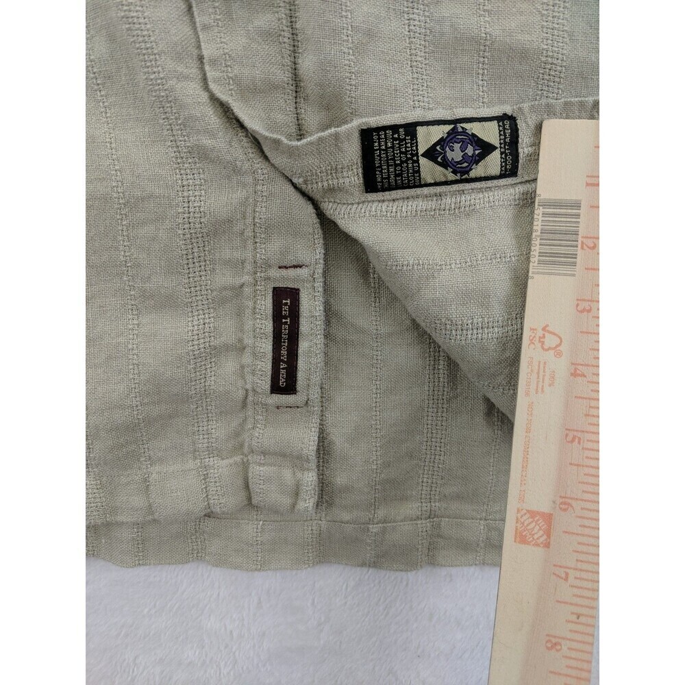 The Territory Ahead 100% Linen Textured Short Sleeve Wooden Buttons Men's XL - Picture 4 of 7